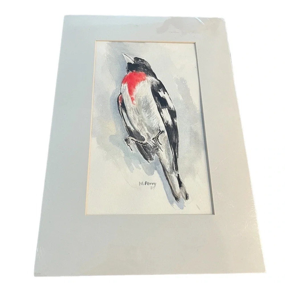 Robin Red Breast Watercolor Signed Dated Matted
